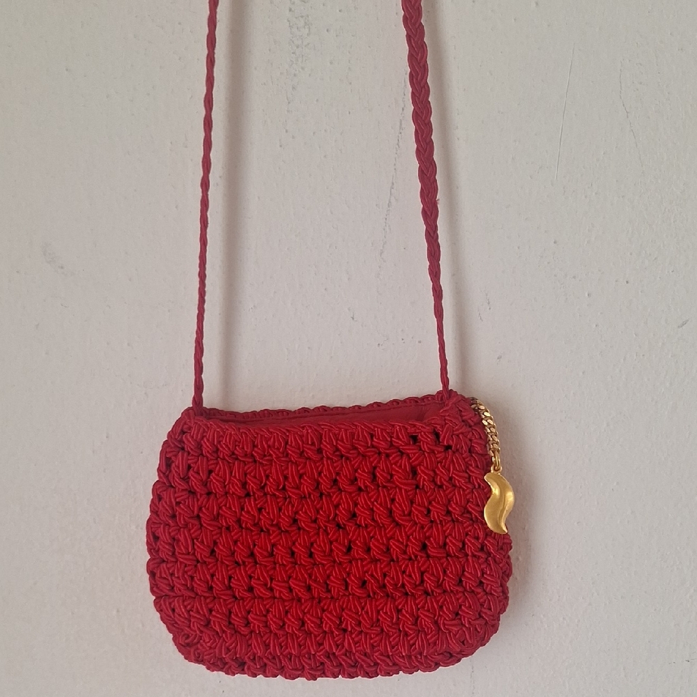Red Crochet Shoulder Bag